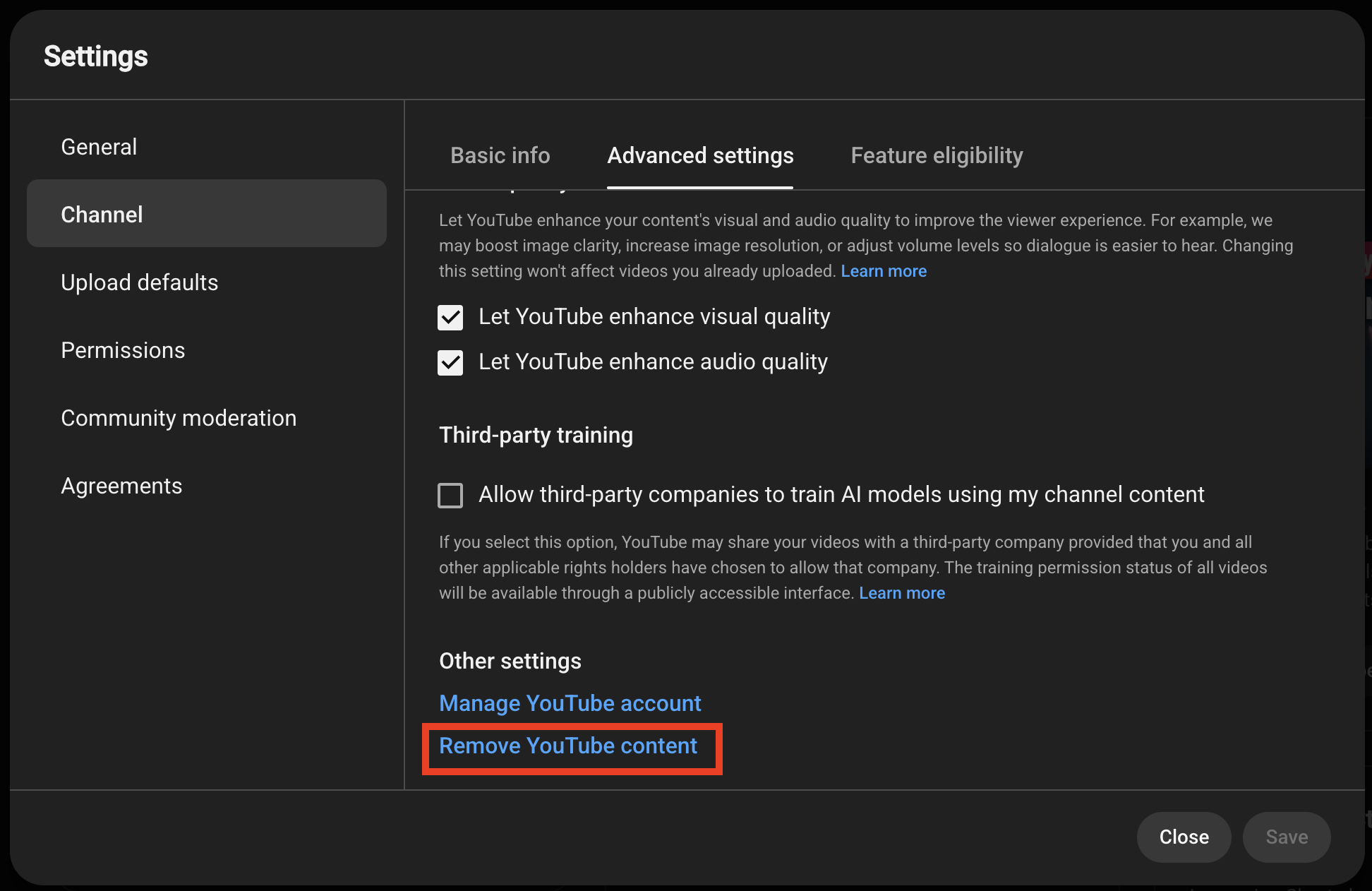 Permanent Delete YouTube channel step 1