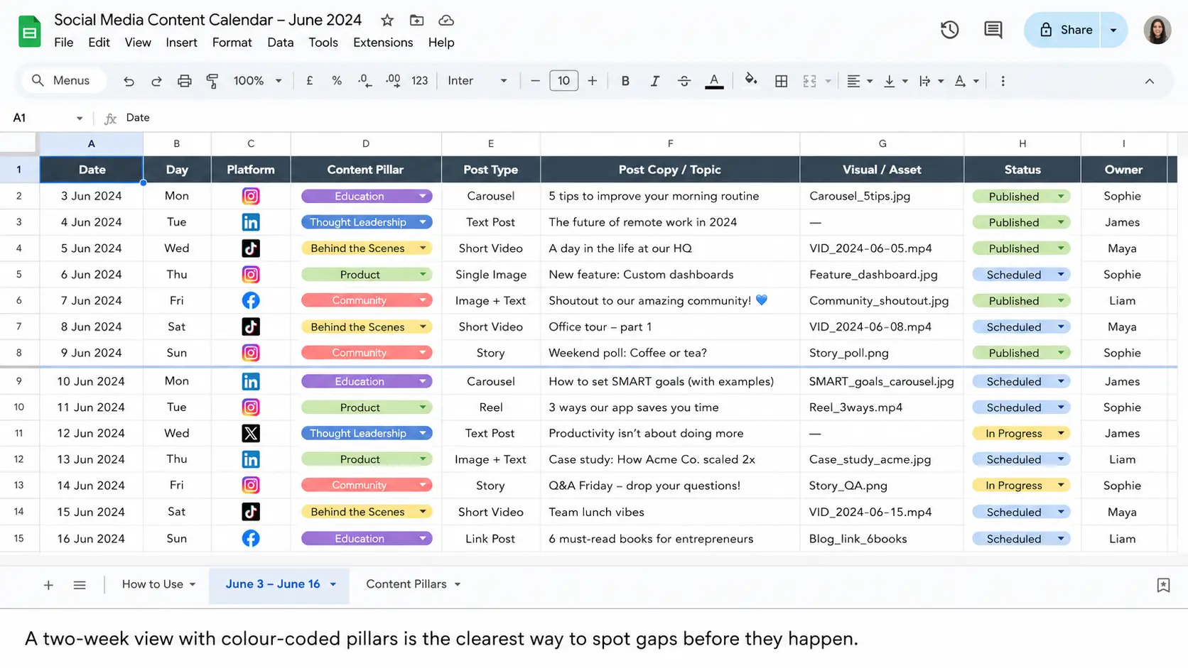 social media calendar