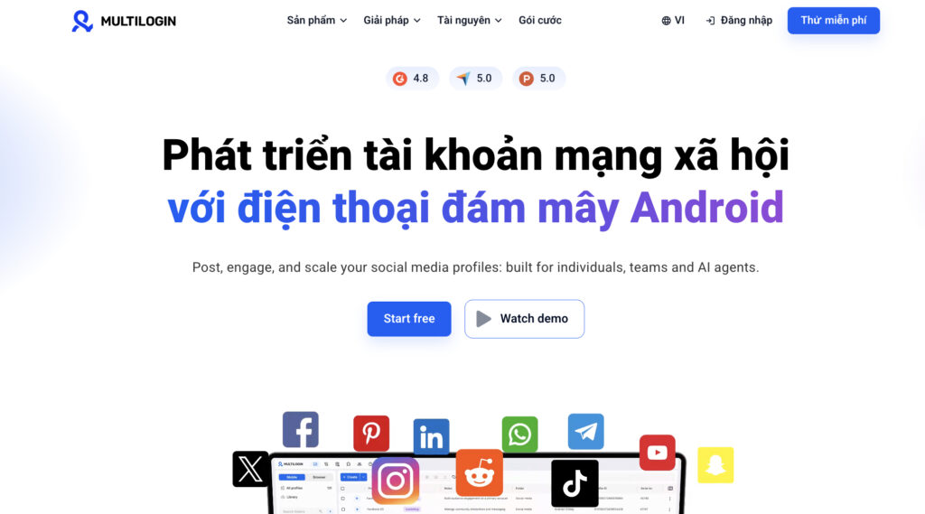multilogin điện thoại đám mây 2026