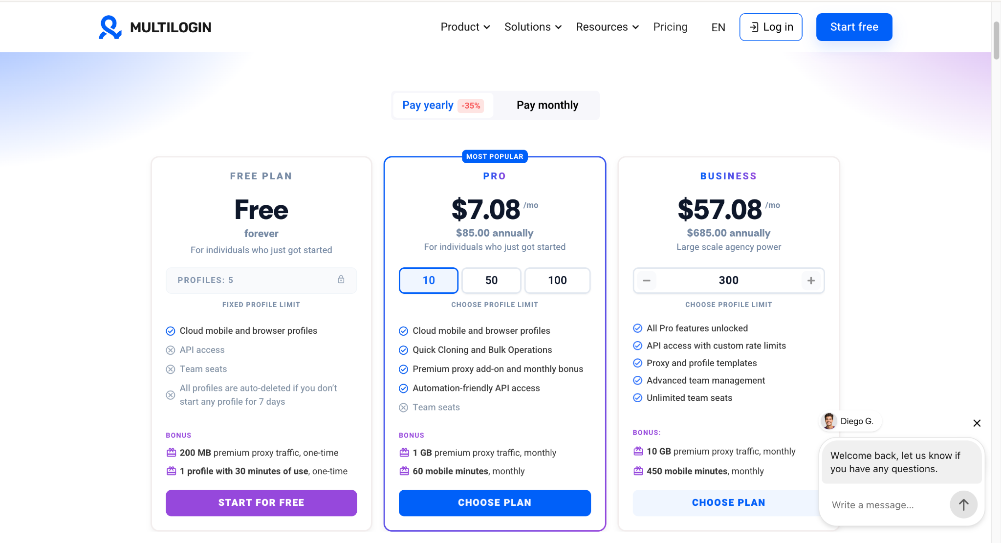 multilogin free plan pricing