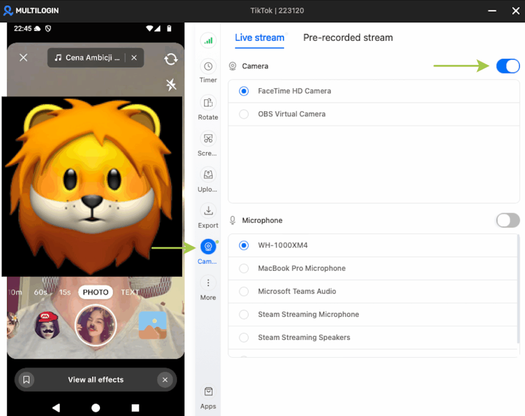 Create mobile profile screen in Multilogin with use case
