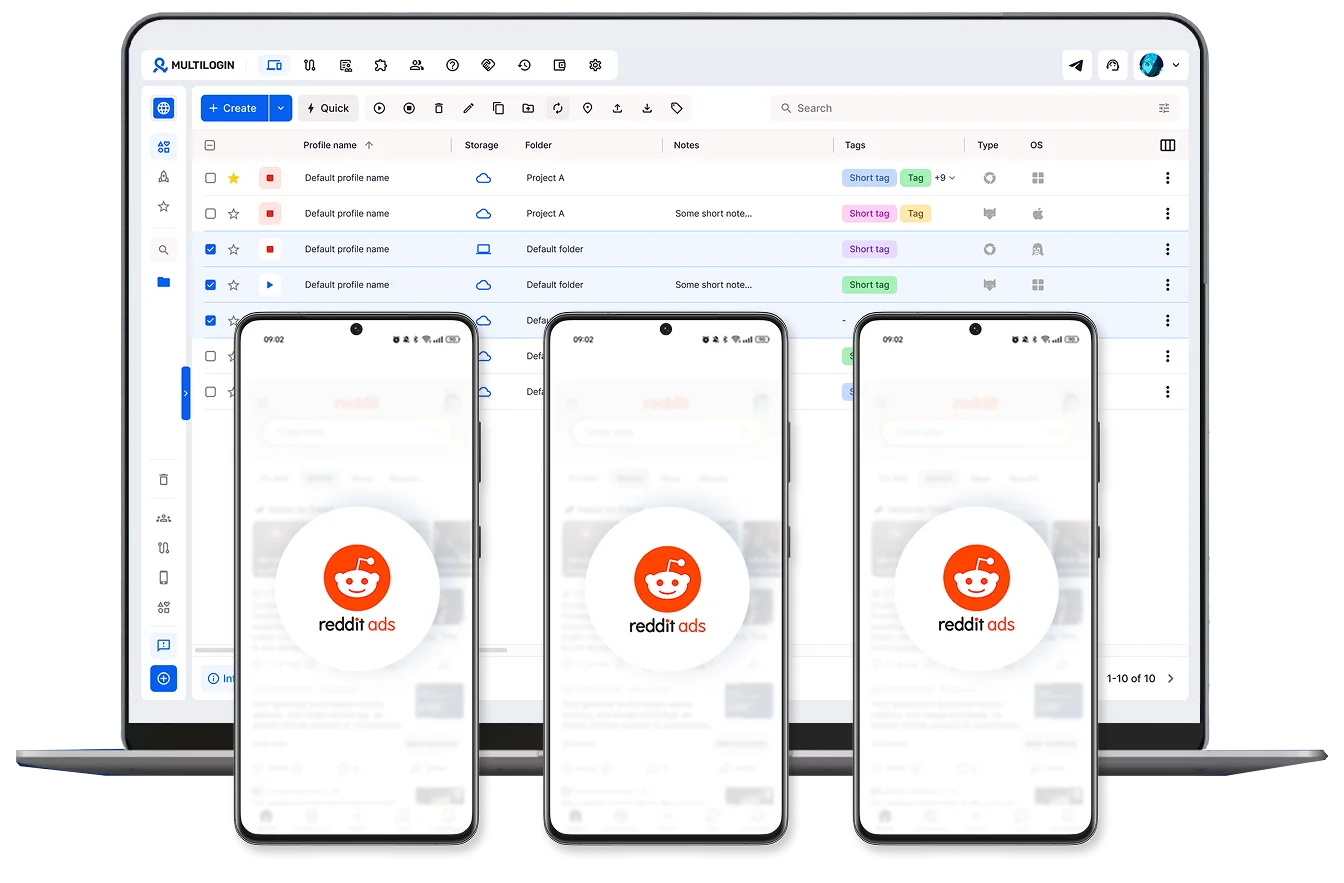 Run Reddit Ads Manager in multiple cloud phones