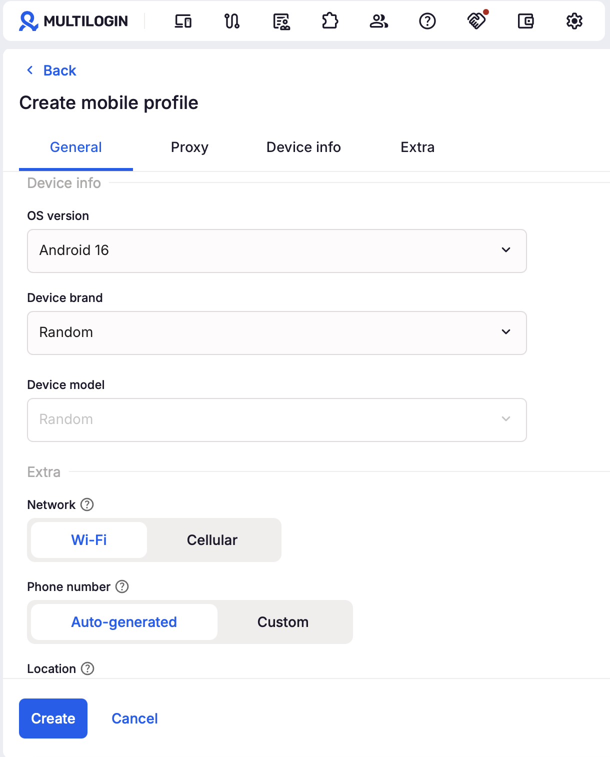 Set the OS version to a recent Android release (14–16 work well for WhatsApp)
