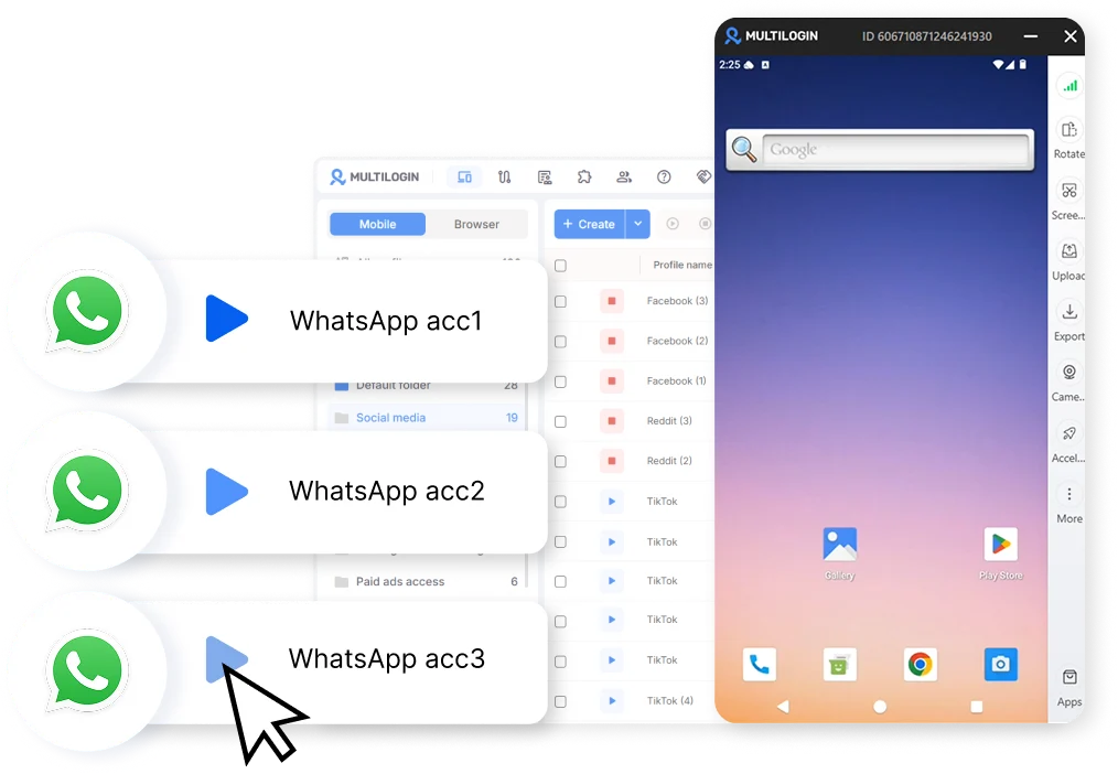 Centralize all your WhatsApp accounts on Multilogin
