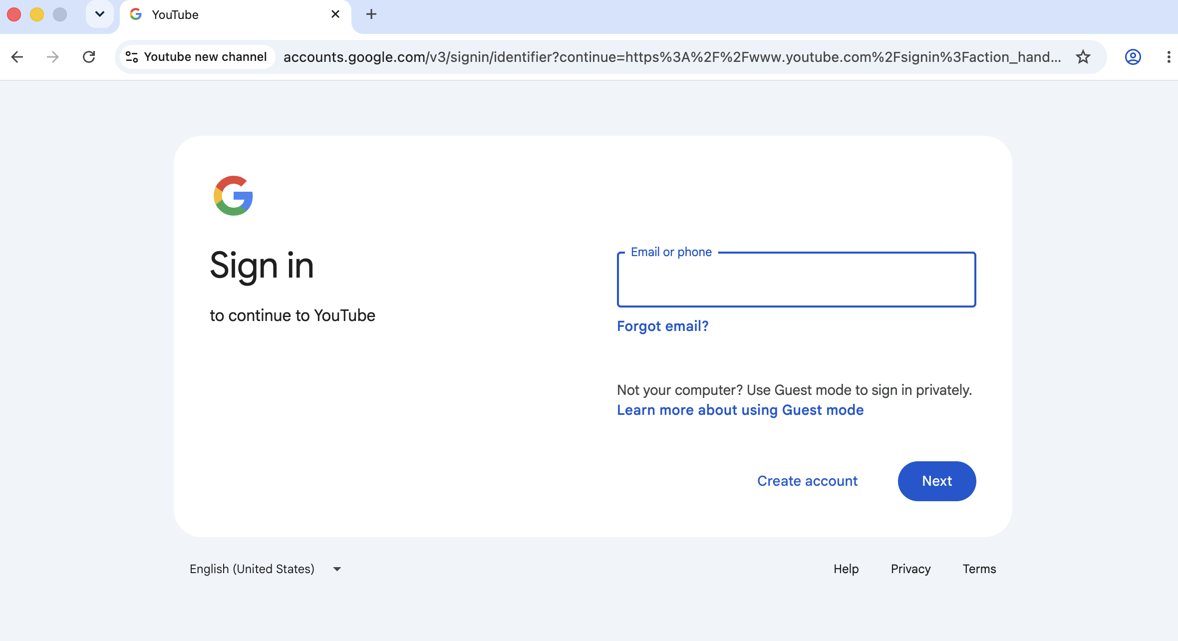 Sign in to YouTube