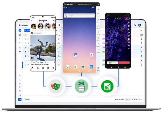 Multilogin dashboard automating Instagram and TikTok cloud phone profiles with AI agents