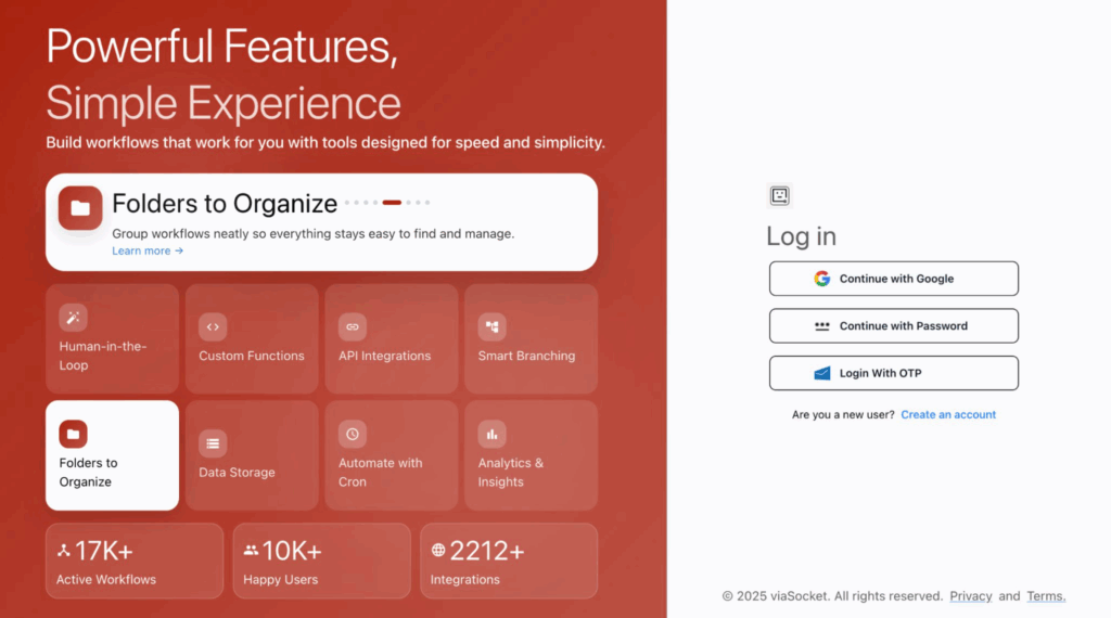 Create a viaSocket account and connect it to Multilogin 