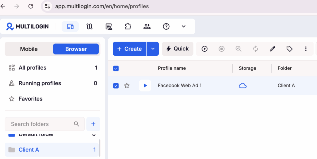 multilogin browser profile