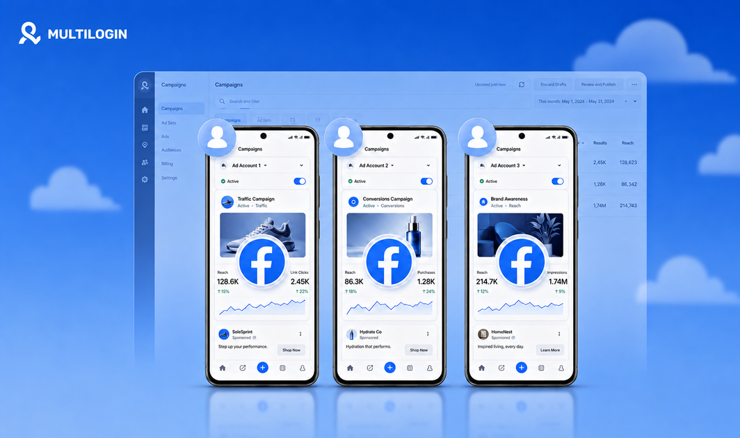 Facebook ads campaign with multilogin