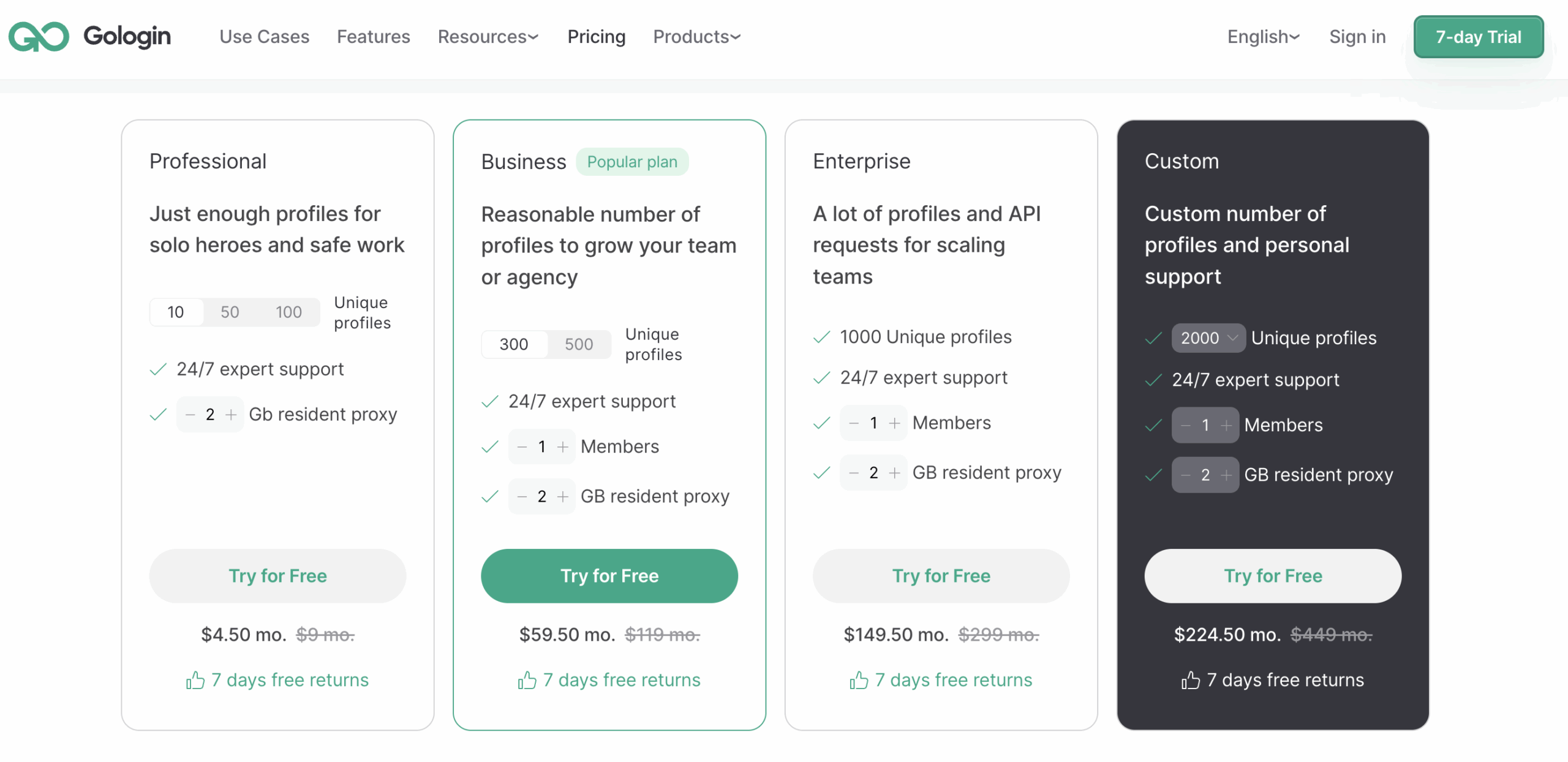GoLogin’s Cloud Android page currently advertises a seven-day free trial for new users