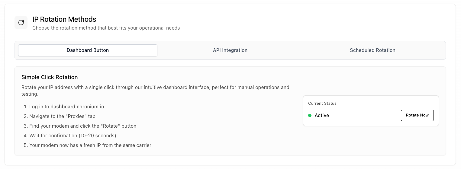 Manual Rotation Through Dashboard