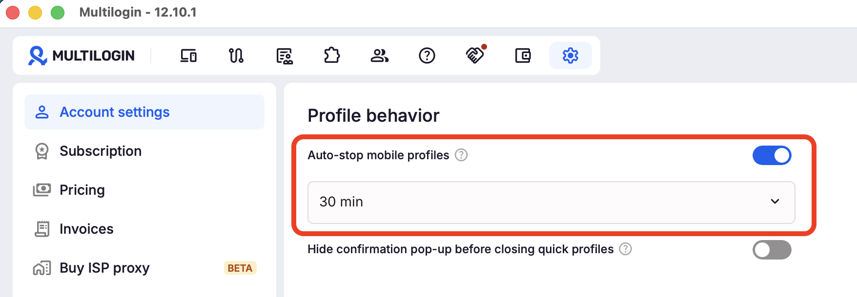 Pro 20 Plan auto stop