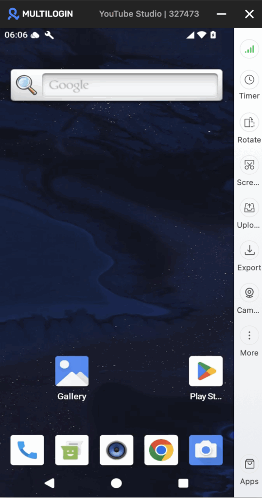 Start the Android cloud phone