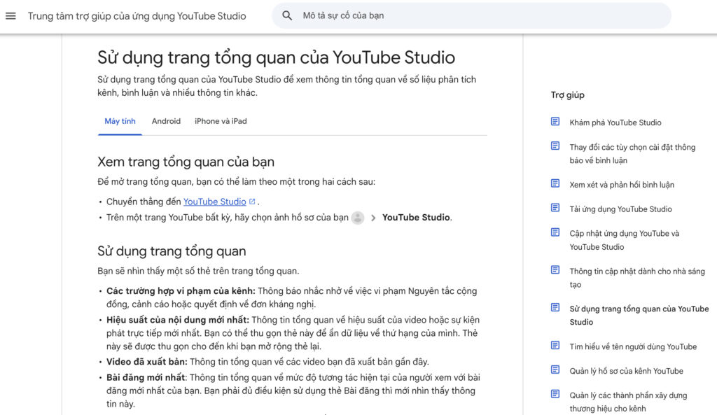 studio.youtube.com ứng dụng youtube studio