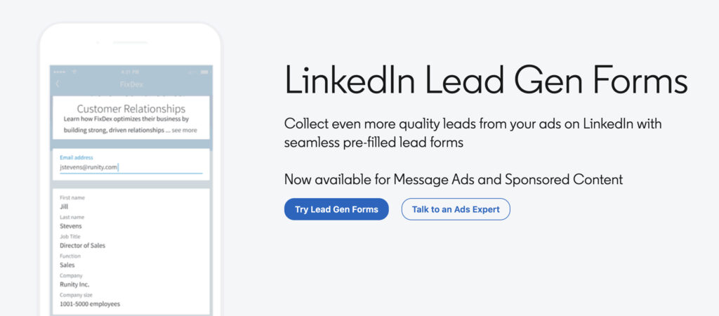 LinkedIn lead gen forms