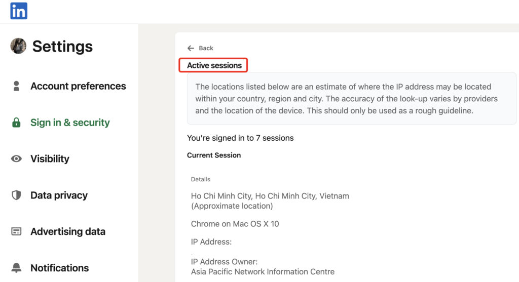 LinkedIn session management