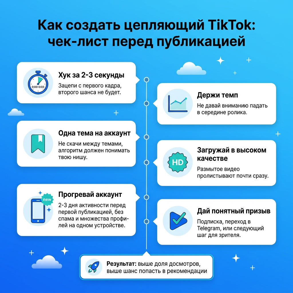 Чек-лист ТикТок видео перед загрузкой