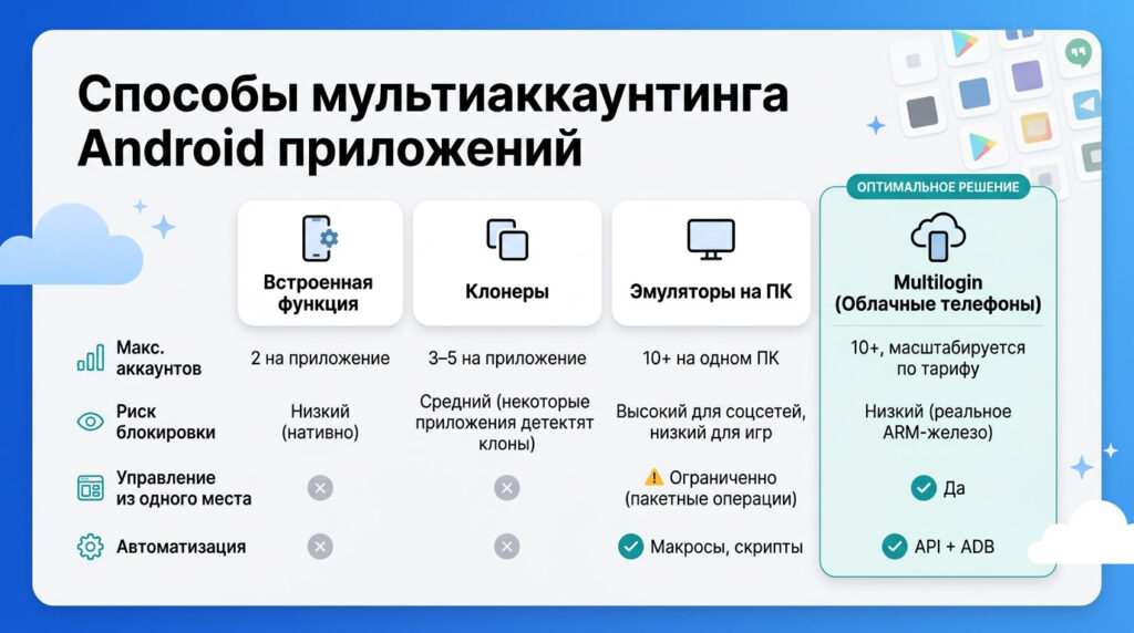 Мультиаккаунтинг на Android: все способы запустить несколько одинаковых приложений