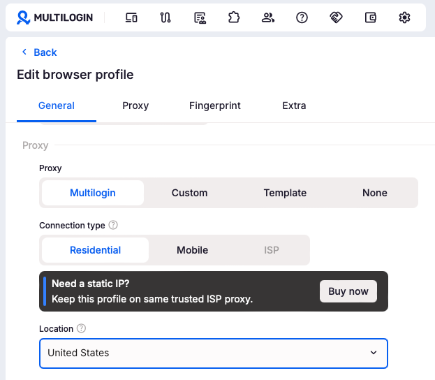 set up Multilogin proxy for Muse AI account