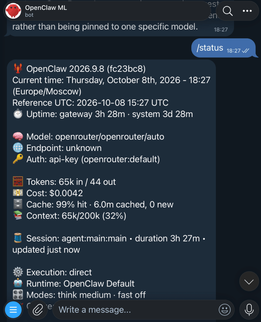 Check OpenClaw /status