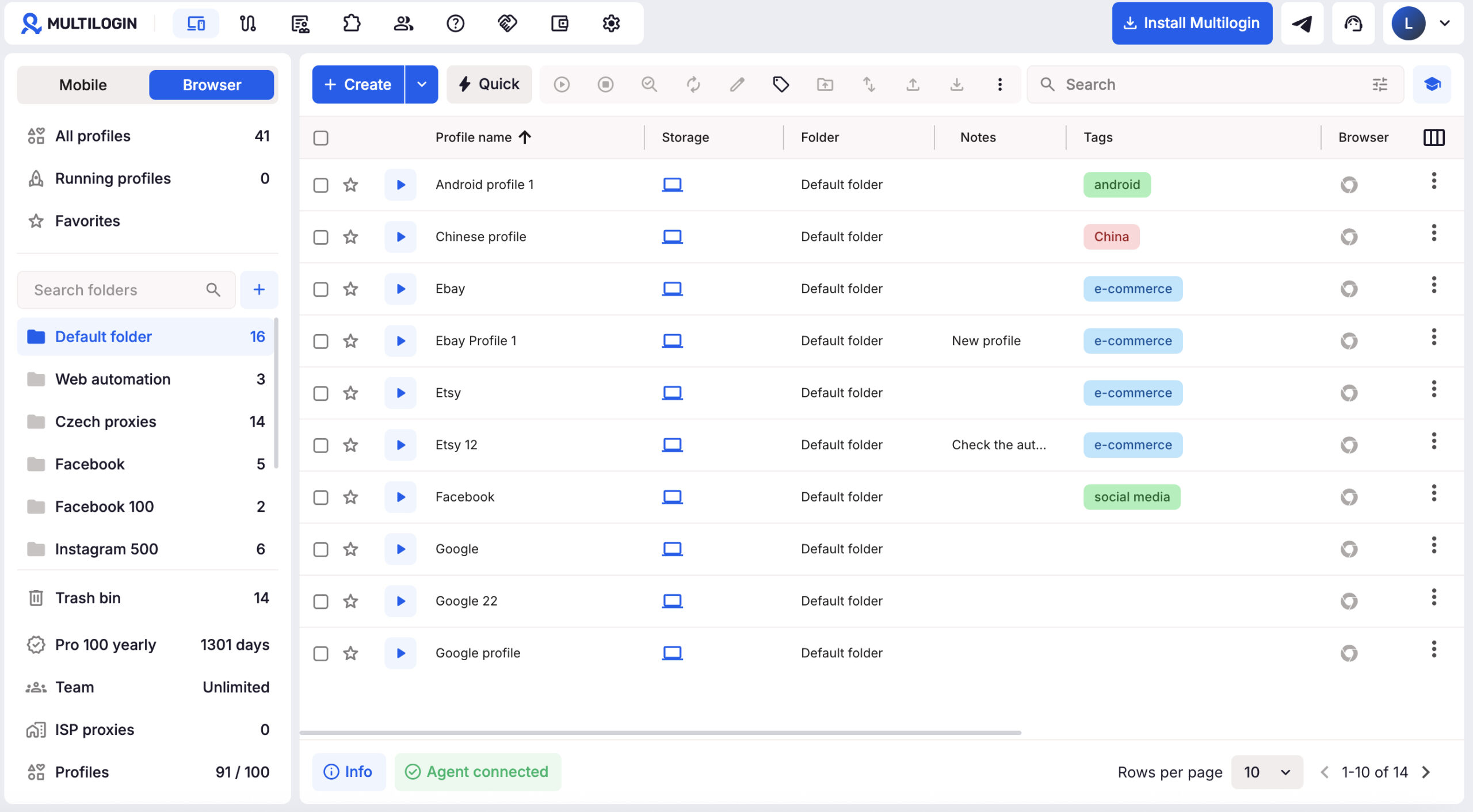Multilogin multi-account browser profile