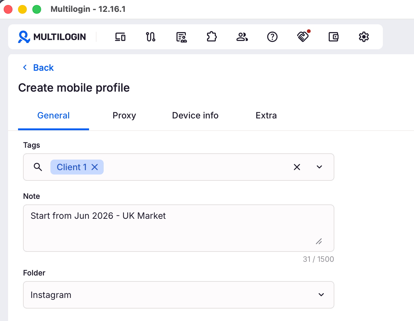 You can also add notes and tags to make profiles easier to find.