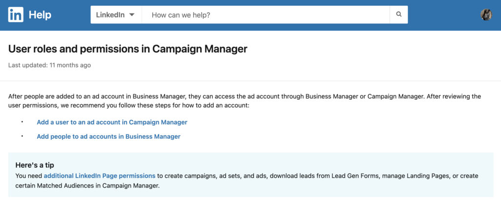 User roles and permissions in Campaign Manager