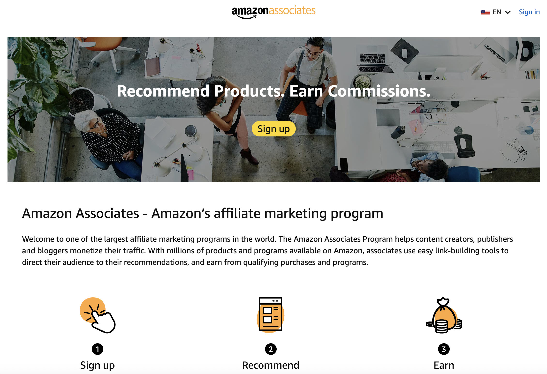 amazon affiliate marketing page