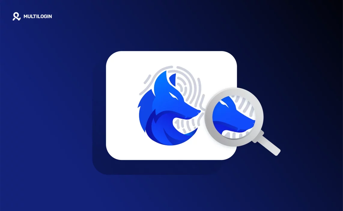 Genlogin antidetect browser logo with magnifying glass illustration on a blue gradient background