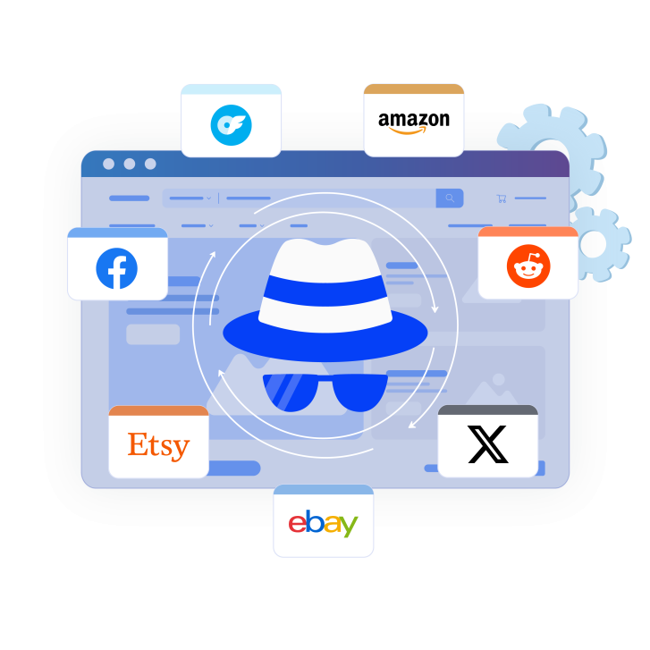 antidetect-browser Image illustrating a professional browser interface, bypassing website restrictions and avoiding bans.