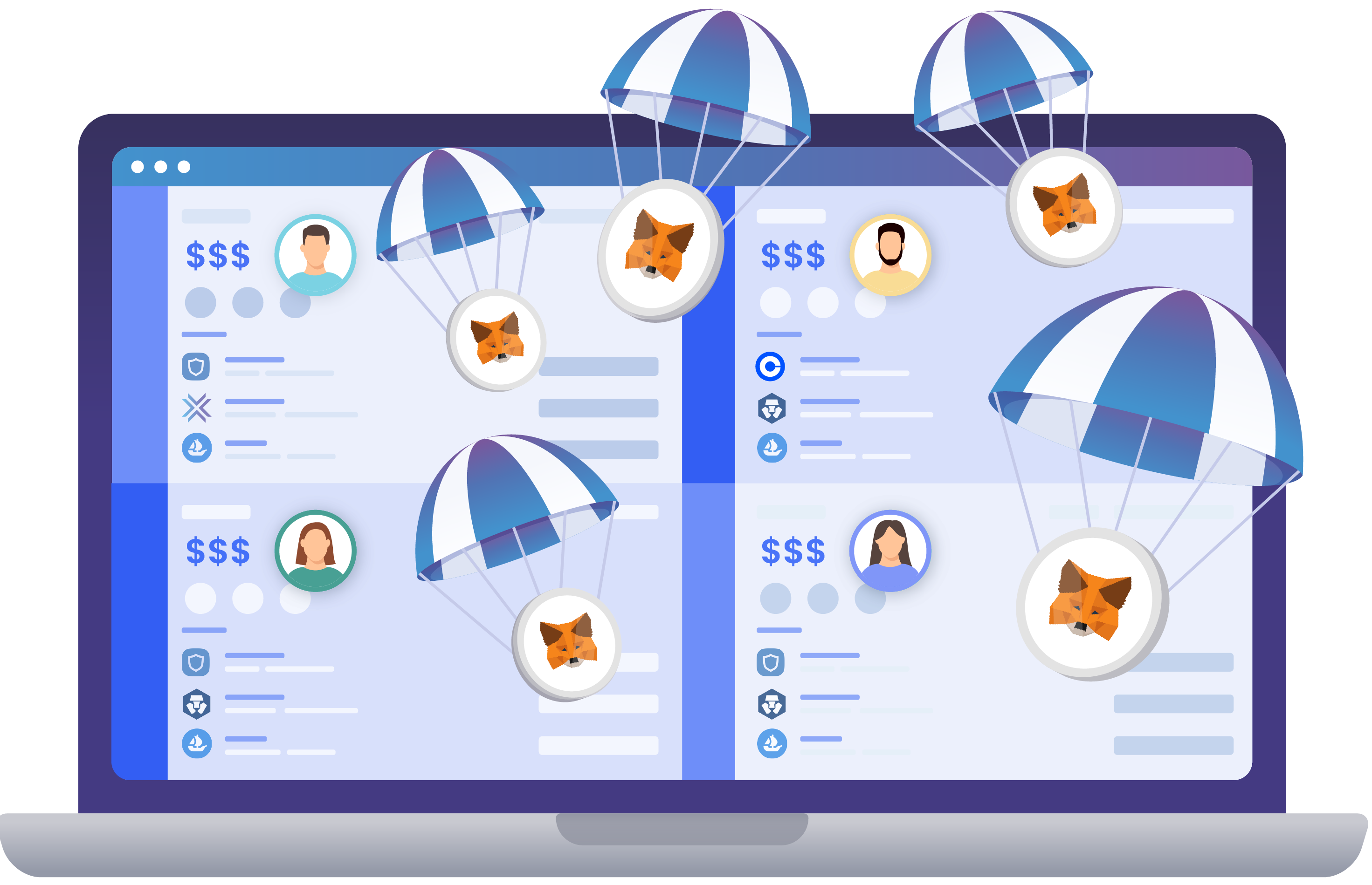 Image showcasing receiving tokens, maximizing your MetaMask token haul from a single device.