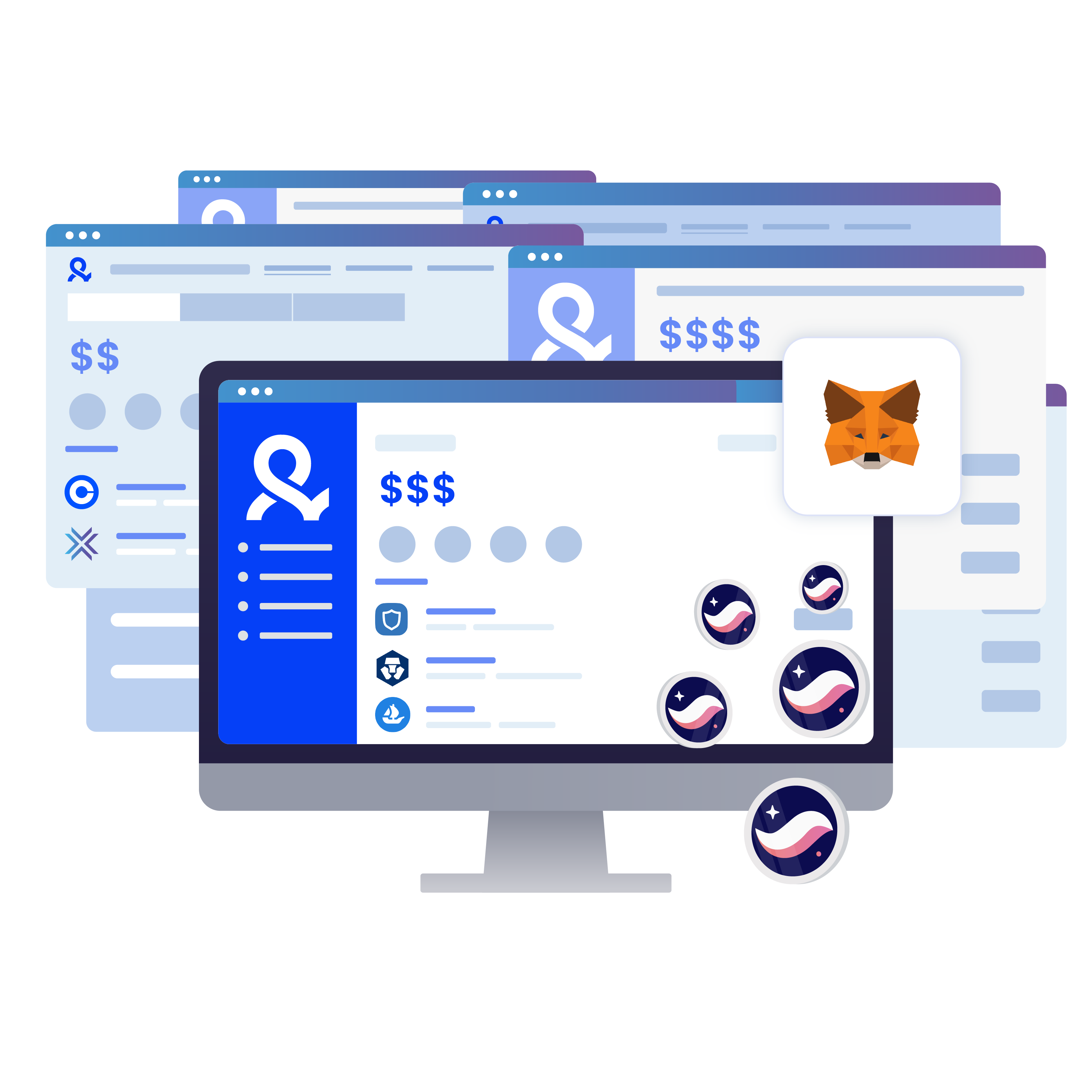 Image illustrating the process of preparing multiple wallets for the StarkNet airdrop, farming multiple addresses to receive tokens.