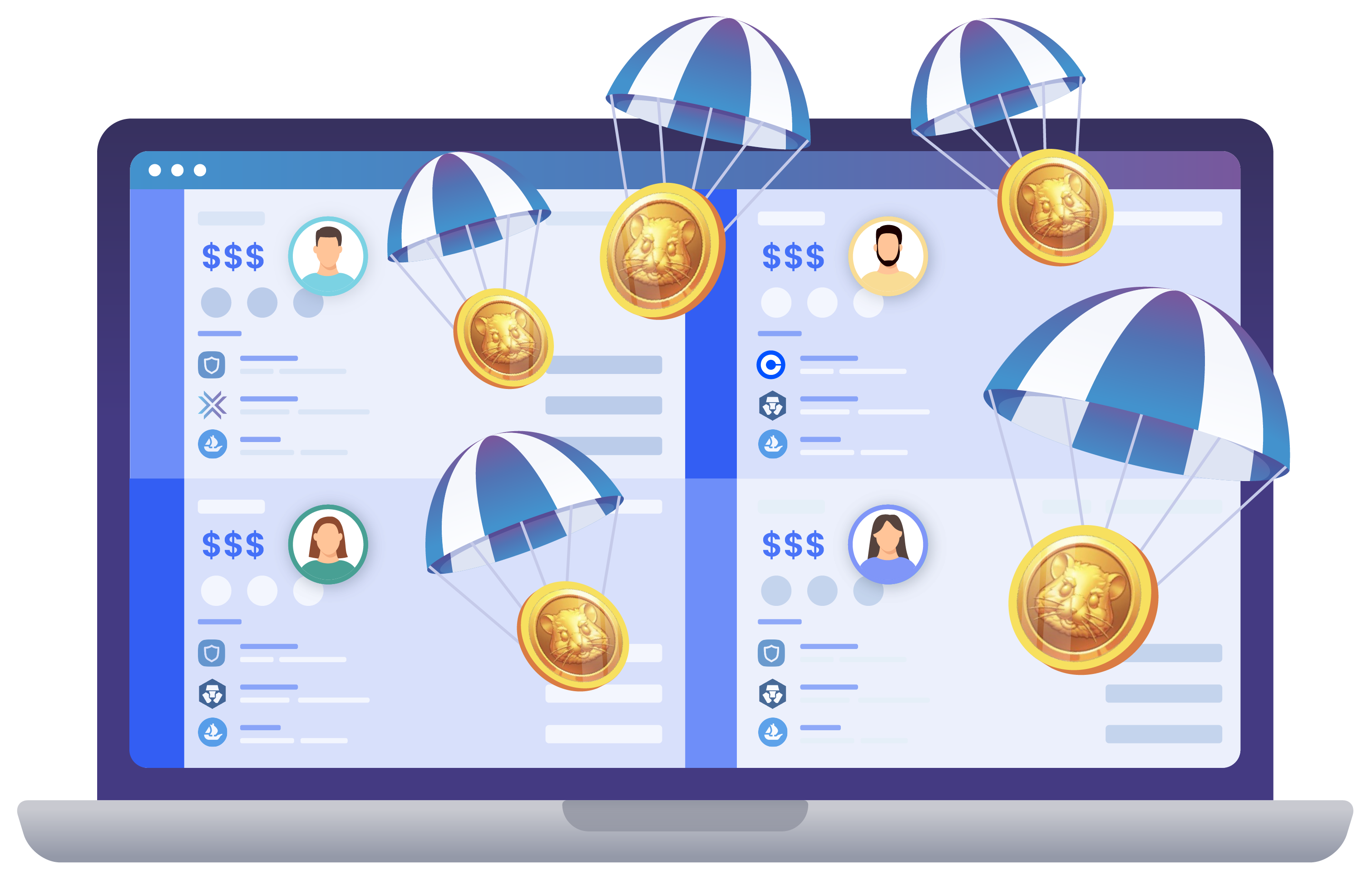 image showcasing using multiple wallets across isolated browser profiles, maximizing hamster kombat token rewards