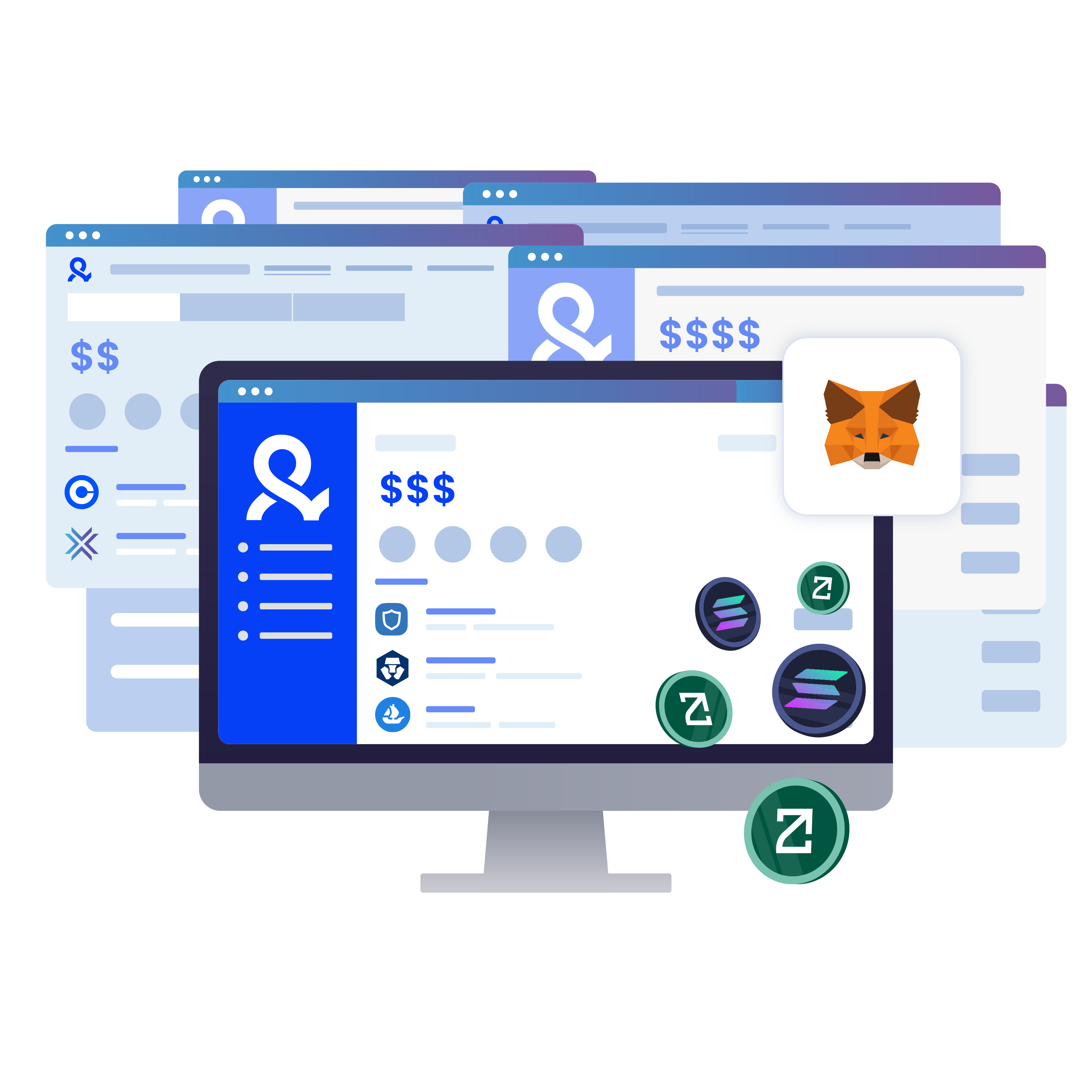 Image illustrating the process of preparing multiple wallets for the Zeta airdrop, farming multiple addresses to receive tokens, and using Multilogin to speed up the process.