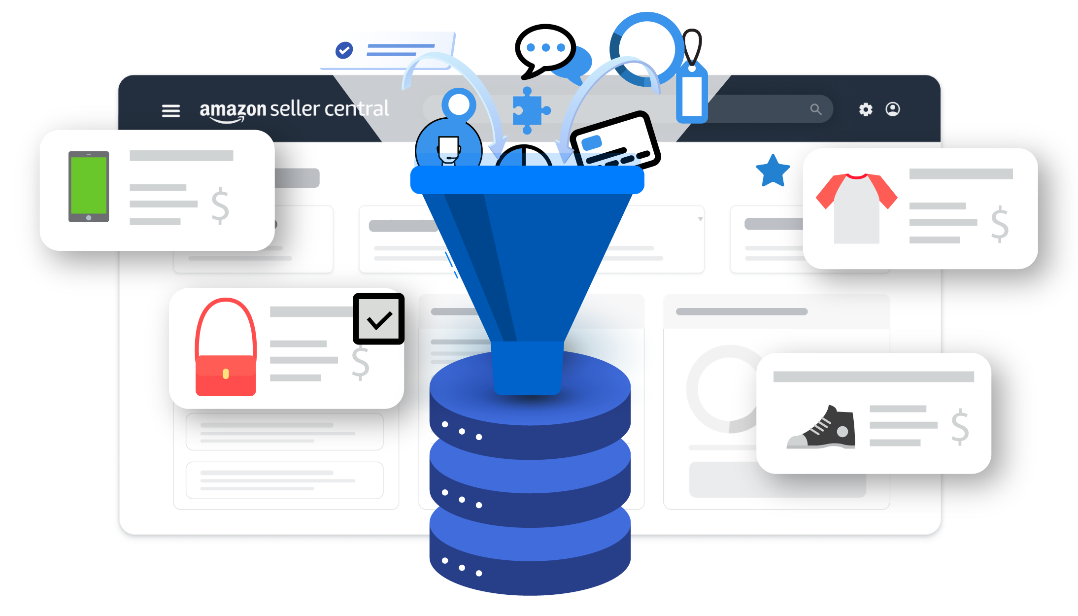 Image showcasing the collection of detailed information from multiple Amazon products, including names, images, descriptions, prices, ratings, availability, and seller details, efficiently gathered for analysis.