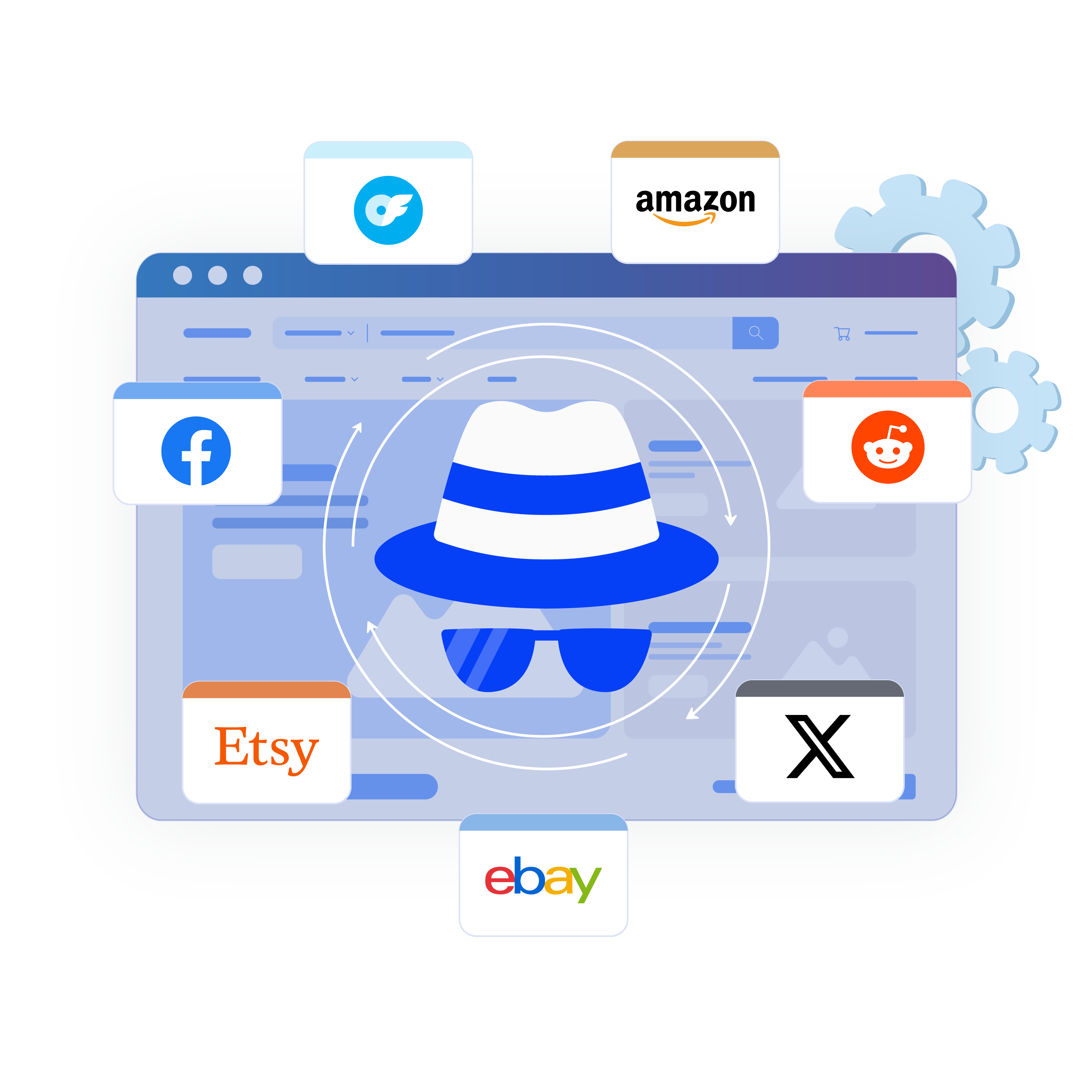 Image illustrating a professional browser interface, bypassing website restrictions and avoiding bans.
