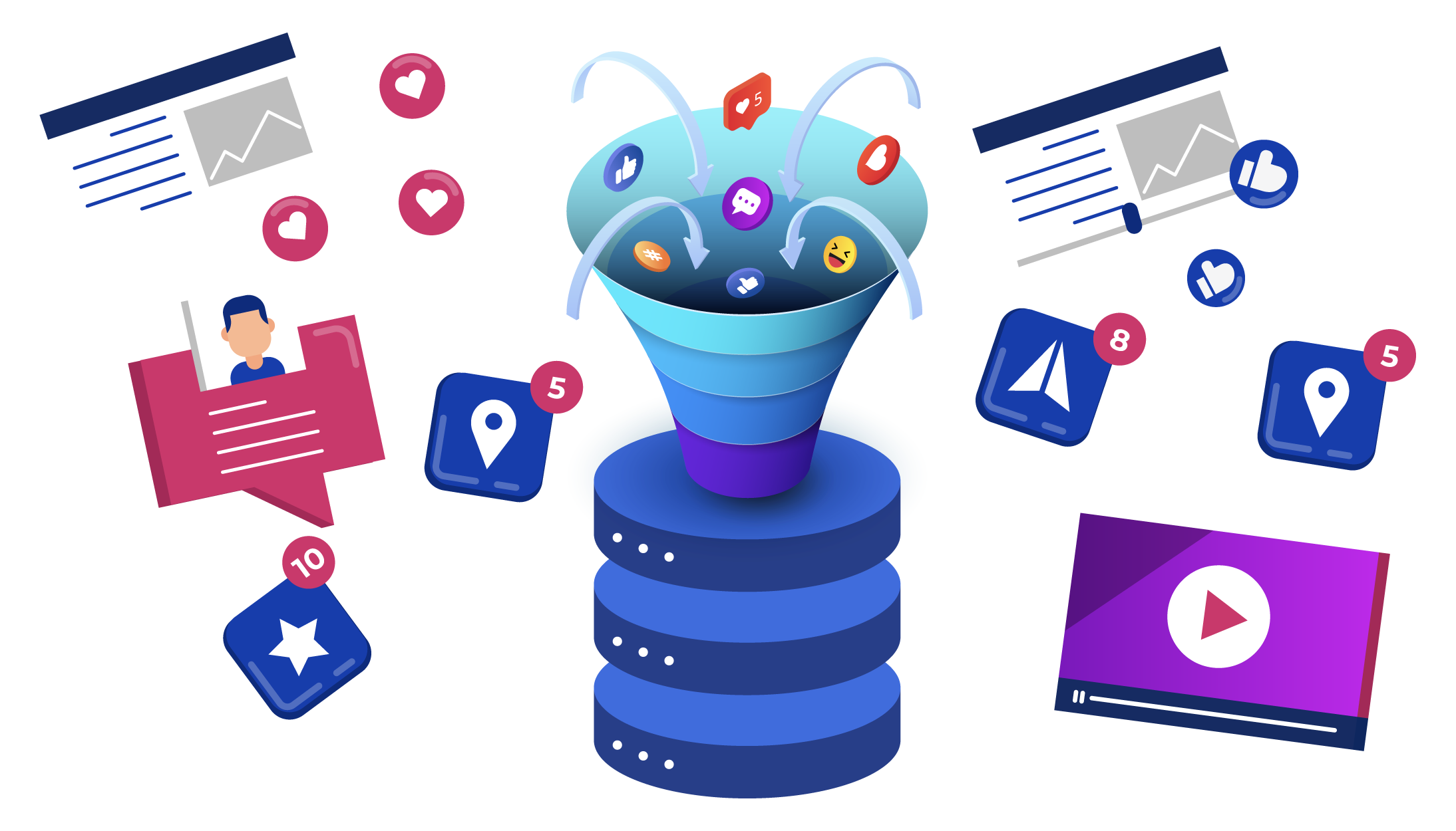 Facebook post scraper and Facebook reviews scraper extracting profiles, pages, ads, events, and posts, retrieving details like profile names, images, followers, locations, views, and likes.
