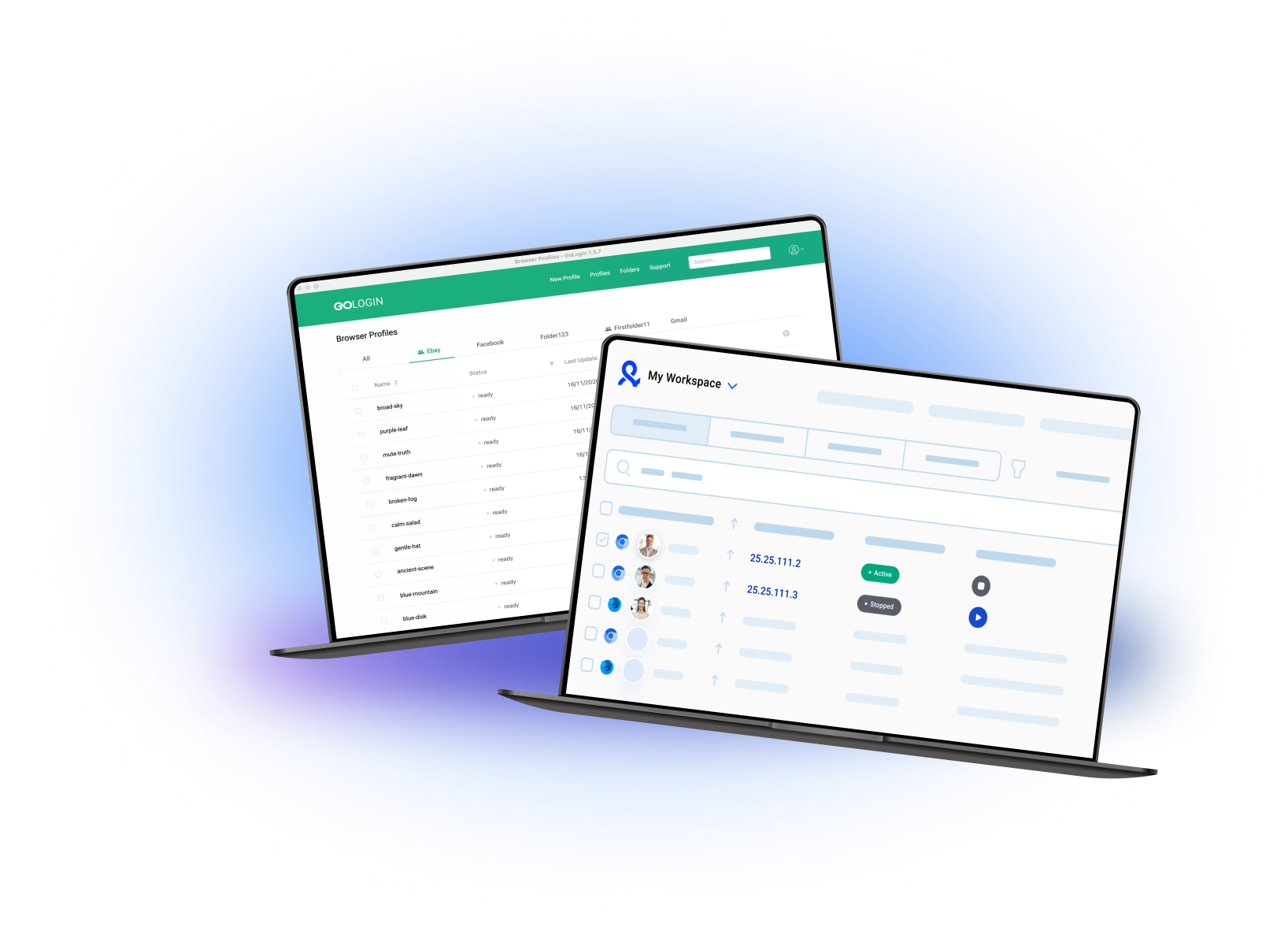 An illustration highlighting an Gologin alternative alternative with Multilogin's profile management dashboard, comparing key features and benefits.