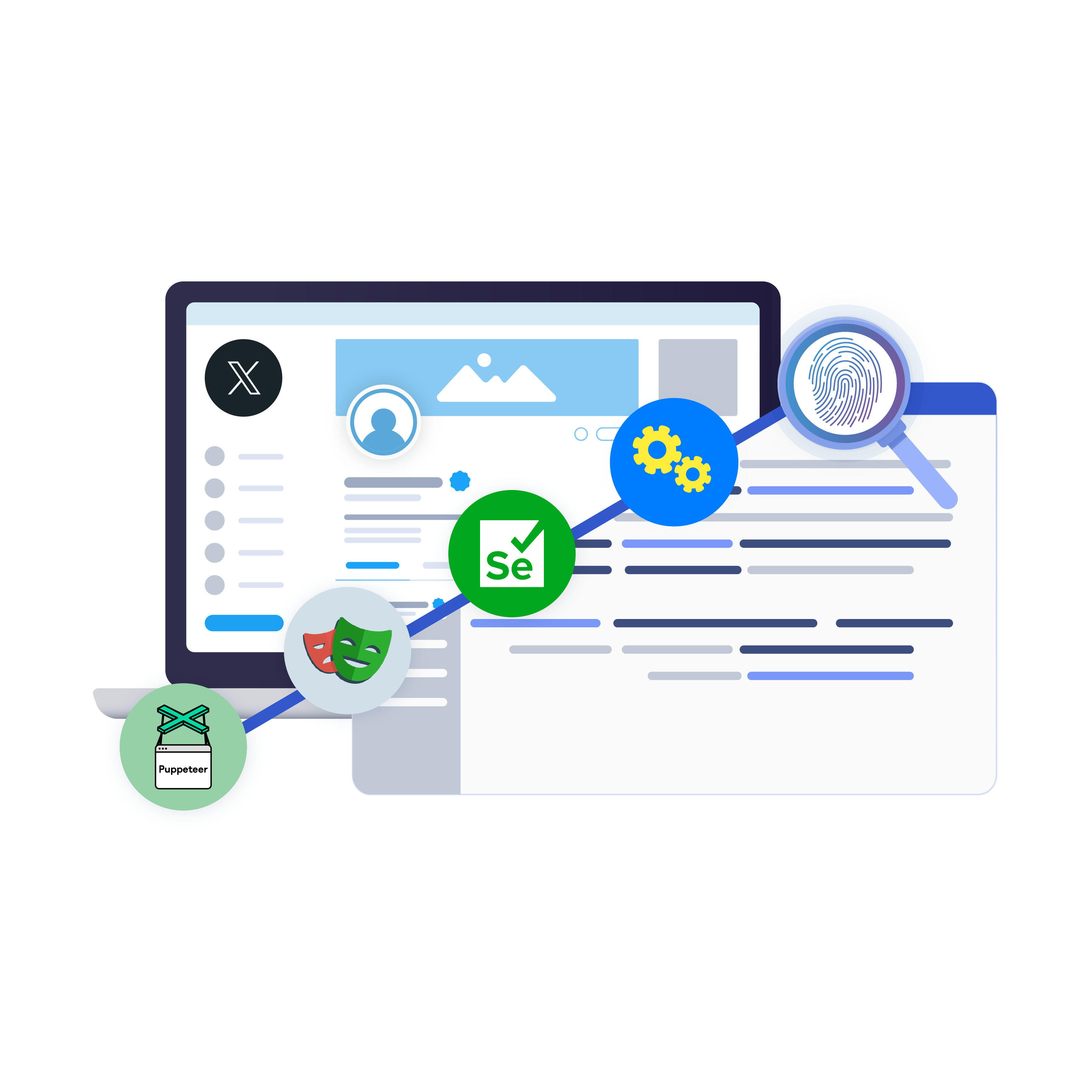 Image showcasing Twitter scraping process and necessary tools for enhancing data collection