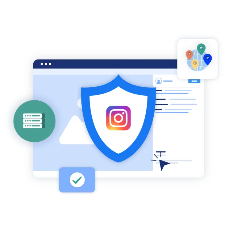 Image illustrating the use of built-in residential proxies, ensuring reliable management of multiple Instagram profiles.
