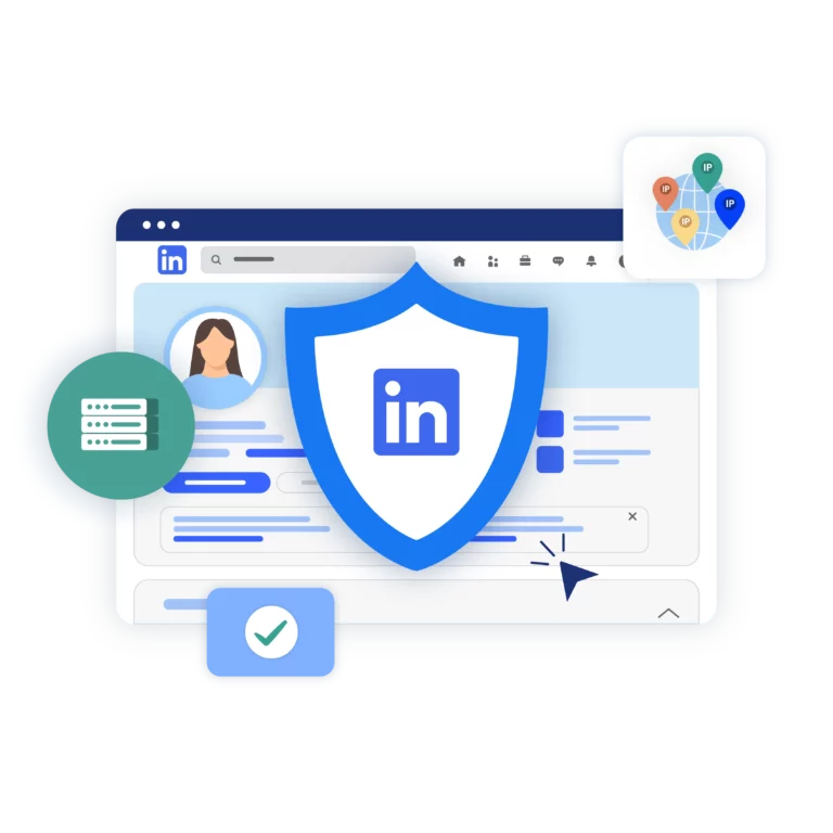 Image showcasing LinkedIn account management with Multilogin’s residential proxies, preventing detection and ensuring seamless account operation.
