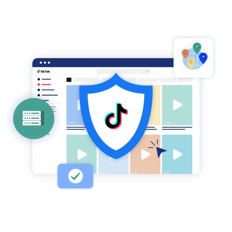 Image showcasing using Multilogin’s built-in residential proxies, offering a reliable solution for managing multiple TikTok accounts from various locations.