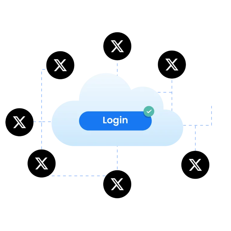 An illustration of Manageing Password-Free Twitter accounts From Any Device on a cloud