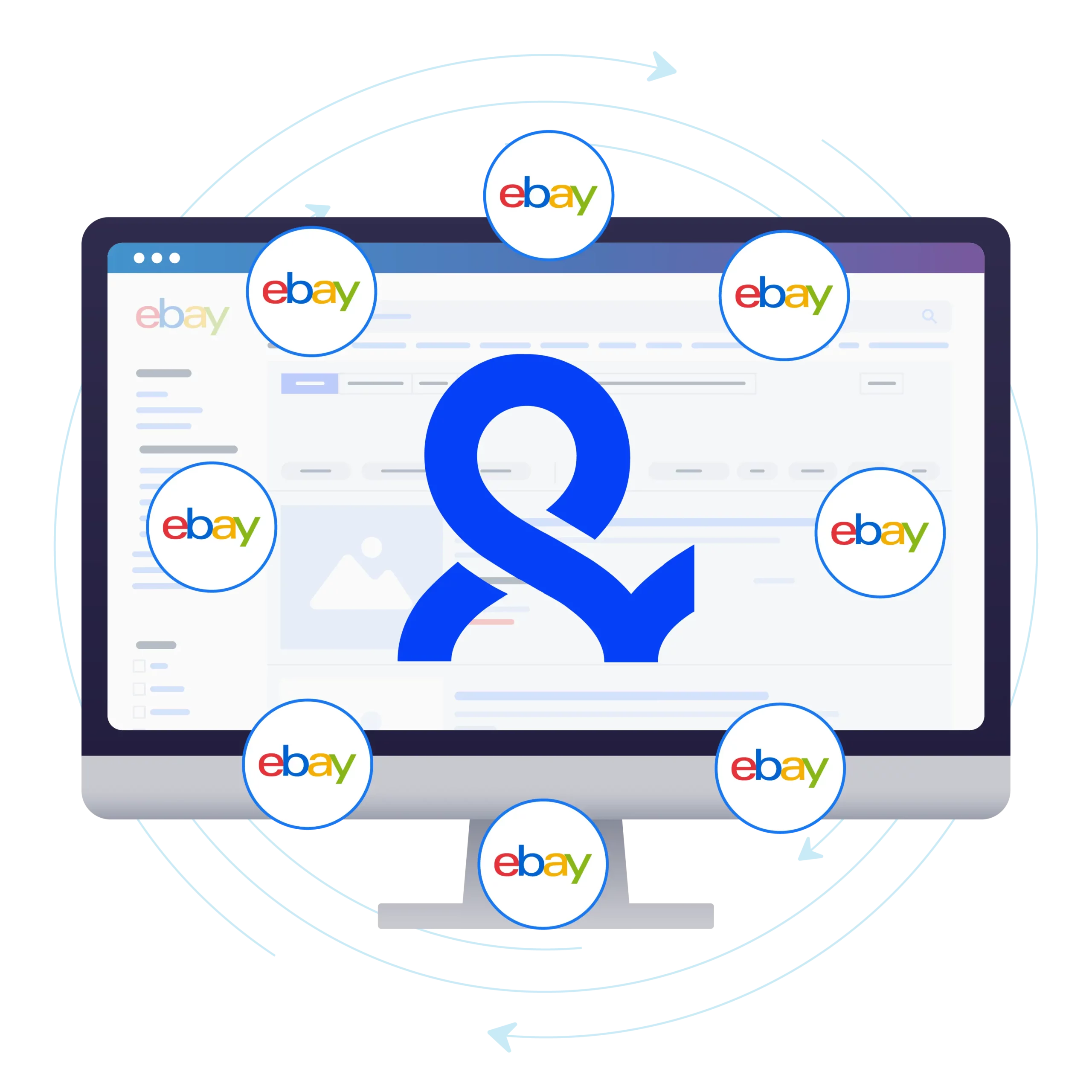 Image illustrating how Multilogin allows you to manage multiple eBay accounts on a single device, keeping each account separate while mimicking real user behavior to focus on growth without the risk of being flagged.