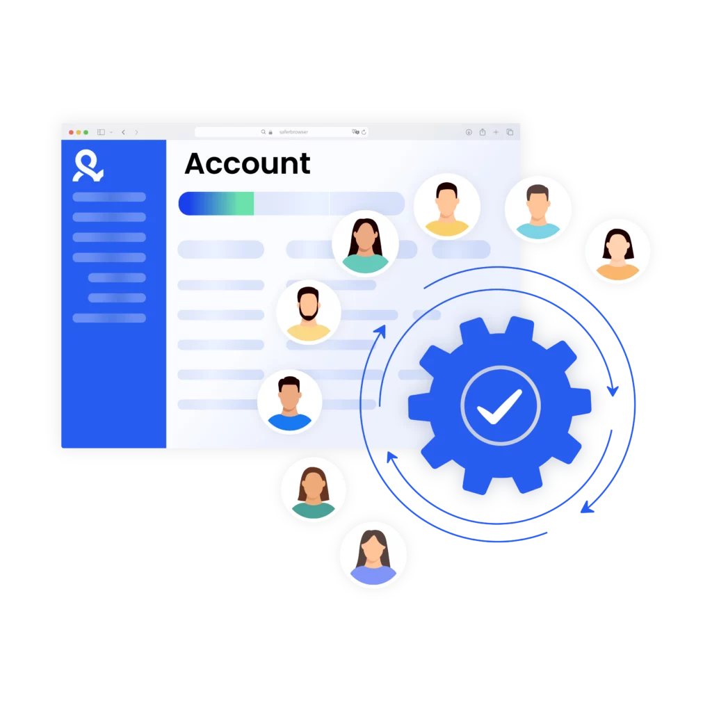 Illustration highlighting the WebShare and MultiLogin bundle, offering users seamless setup of multiple accounts with ease and speed, enhanced security, and access to exclusive proxy bandwidth for efficient online activities.