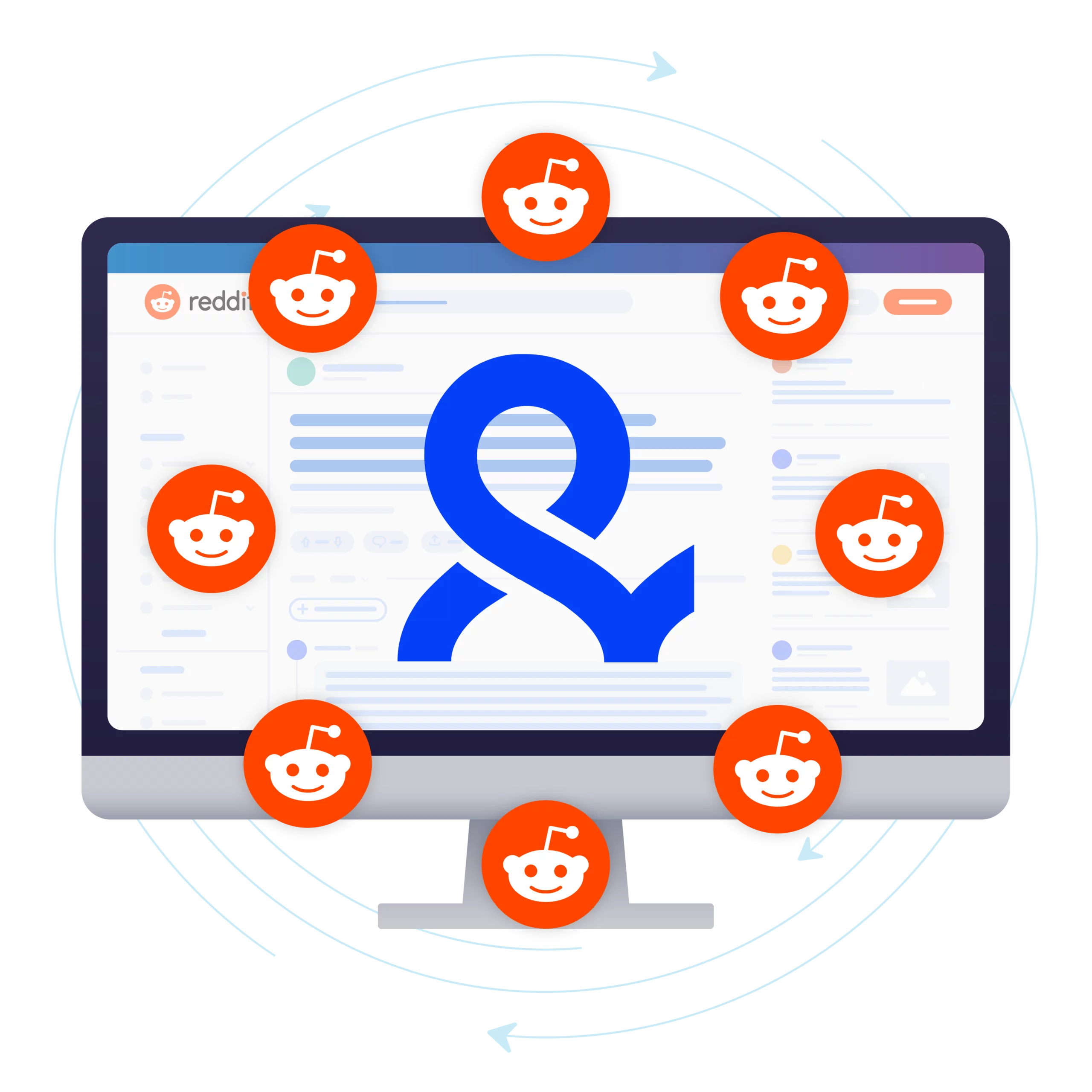 Illustration of managing multiple Reddit accounts securely with Multilogin, showcasing isolated profiles and user-friendly tools.