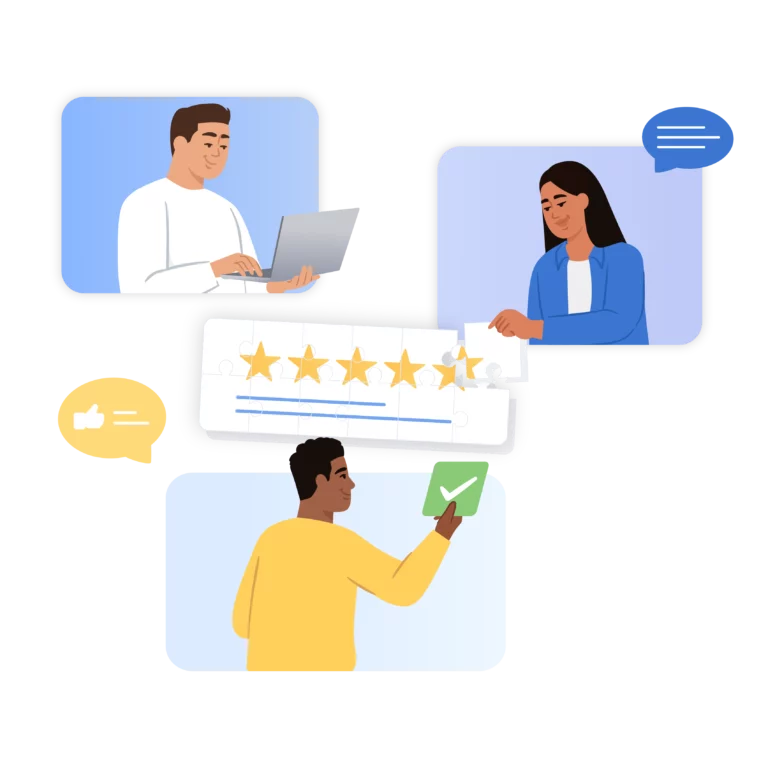 Image showcasing Multilogin's team management features for online reputation management. Includes shared cloud profiles for secure collaboration, with the ability to assign roles and permissions to ensure effective teamwork.