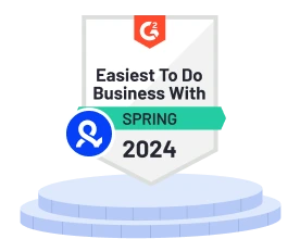 G2 award badge recognizing Multilogin antidetect software as the Easiest to Do Business With in 2024.