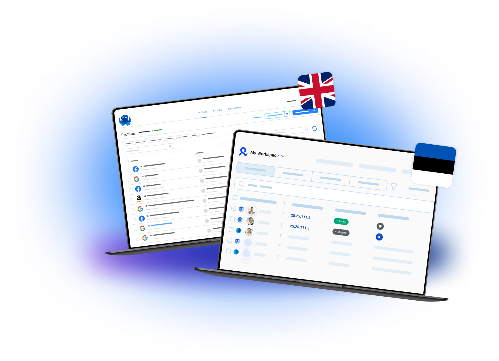 An illustration highlighting an Octo Browser alternative with Multilogin's profile management dashboard, comparing key features and benefits.