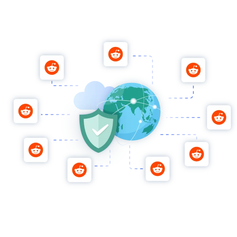 Illustration of running location-specific Reddit accounts securely with geo proxies using Multilogin.
